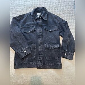 H&M Oversized Black Denim Chore Jacket, size S